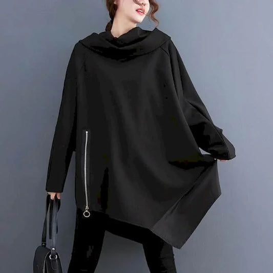 T-shirts for Women Autumn Harajuku Irregular Tees Vintage Oversized Casual Korean Style Long Sleeve Pile Collar Women Clothing