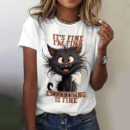 Women's T Shirt Cute Cat Pattern Print Summer Short Sleeve 3d T-Shirt Casual Streetwear Fashion Oversized Male Clothing Pullover