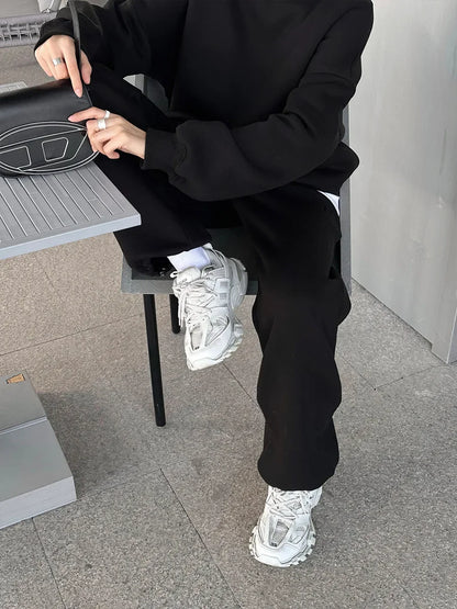 Wolfeel Solid Color Hoodies Pants  2-Pieces Sets Winter Thicken Fleece Women's Sweatshirt Oversized Fashion Warm Pullovers Sets